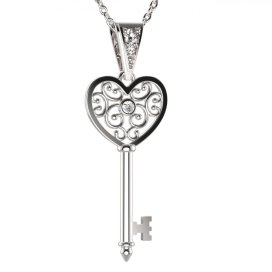 BG zlatý (stříbrný) klíček 611 Bílé zlato - 585 Diamant