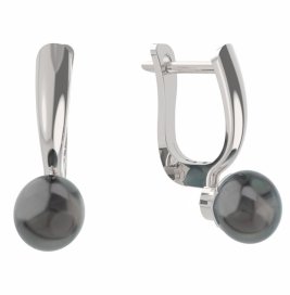 BG zlaté náušnice 561 s černou perlou Bílé zlato - 585 Tahiti perla