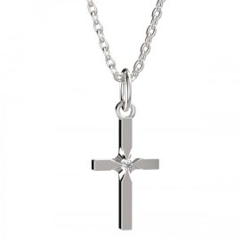 BeKid dětský přívěšek křížek 1108 Bílé zlato - 585 Diamant