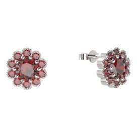 BG náušnice kulaté -  149 Stříbro 925 - rhodium Granát