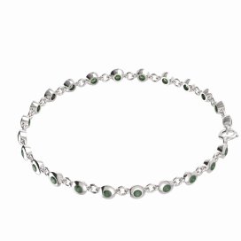 BG náramek vsazeny kameny:český granát  732 Bílé zlato - 585 Vltavín