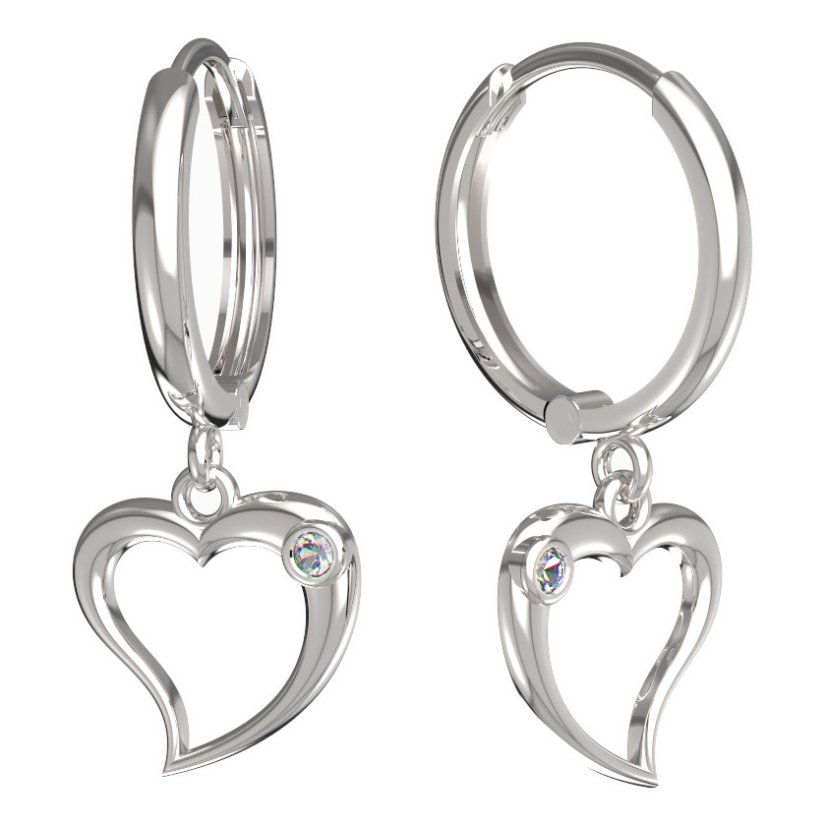 Bg náušnice srdíčko 1268 Bílé zlato - 585 Diamant