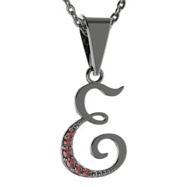 Stříbrný přívěsek s českým granátem, ruthenium – 1214