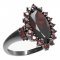 BG prsten oválný kámen 513-K - Kov: Stříbro 925 - rhodium, Kámen: Vltavín a granát