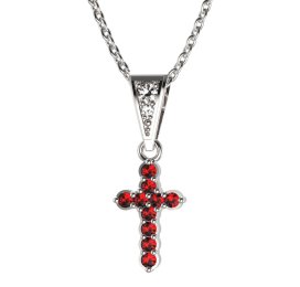 Zlatý přívěsek křížek s červeným zirkonem, bílé zlato 585 – 580 (ZI445801)