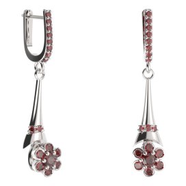BG náušnice ve tvaru květu 518-C91 Stříbro 925 - rhodium Granát