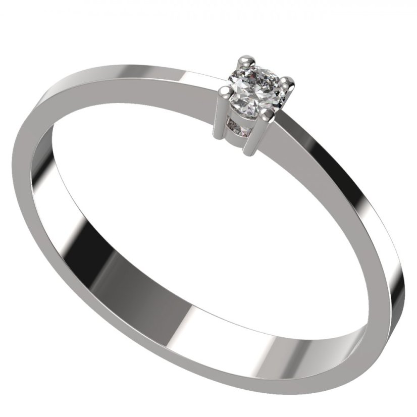 BG zlatý diamantový prstýnek 767 Bílé zlato - 585 Diamant lab-grown