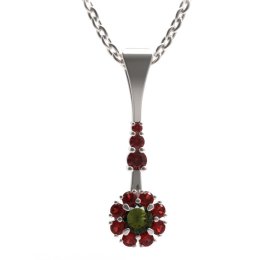 BG přívěs kruhováho tvaru 497-B Stříbro 925 - rhodium Vltavín a granát