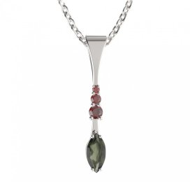 BG přívěs s centrálním oválným kamenem 483-B Stříbro 925 - rhodium Granát