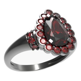 BG prsten kapkovitý kámen 519-K Stříbro 925 - ruthenium (30-90dní) Granát