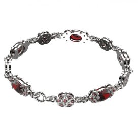 BG náramek vsazený český granát 961+ Stříbro 925 - rhodium Granát