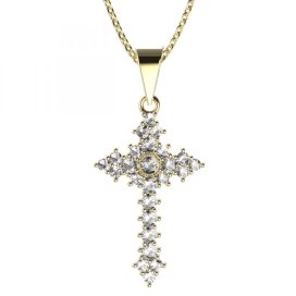 BG zlatý diamantový přívěšek křížek 264 Žluté zlato - 585 Diamant lab-grown