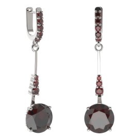 BG náušnice kruhového tvaru 475-B93 Stříbro 925 - rhodium Granát