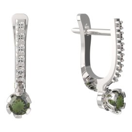 BG vltavínové náušnice 869 Bílé zlato - 585 Vltavín a diamant