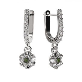 BG vltavínové náušnice 879 Bílé zlato - 585 Vltavín a diamant