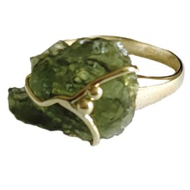 BG zlatý prsten, přírodní kámen-Vltavín 011