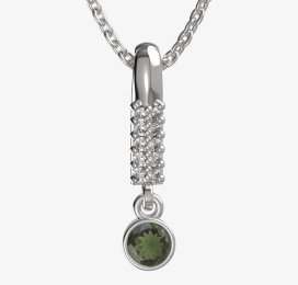 BG zlatý přívěšek 722 Bílé zlato - 585 Vltavín a diamant