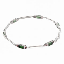 BG náramek 646 Stříbro 925 - rhodium Vltavín a granát