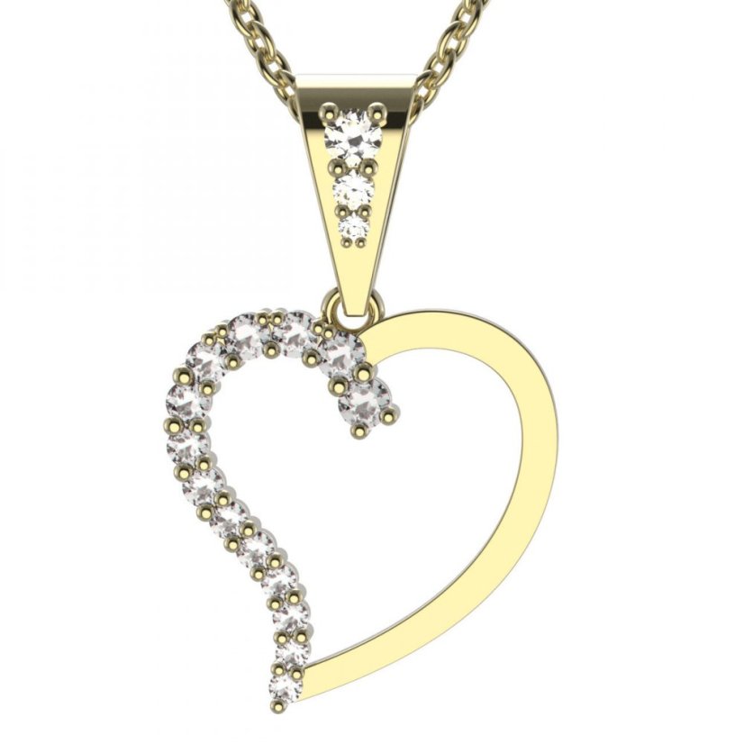 BG zlatý diamantový přívěšek srdíčko 1253 Žluté zlato - 585 Diamant lab-grown