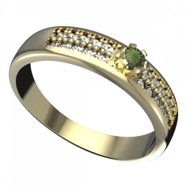 BG vltavínový prsten 553F Žluté zlato - 585 Vltavín a diamant