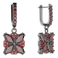 BG solitérní náušnice 408-94 Stříbro 925 - ruthenium (30-90dní) Granát