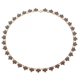 BG náhrdelník český přírodní granát  193 Stříbro 925 - pozlacené Vltavín a granát