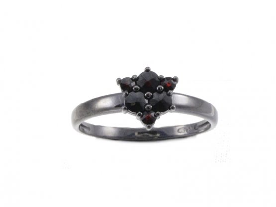 BG prsten přírodní granát  778 - Kov: Stříbro 925 - rhodium, Kámen: Granát
