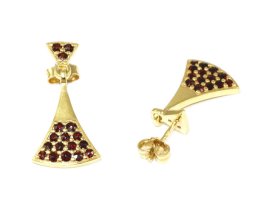 BG náušnice český přírodní granát  1122 Žluté zlato - 585 Granát