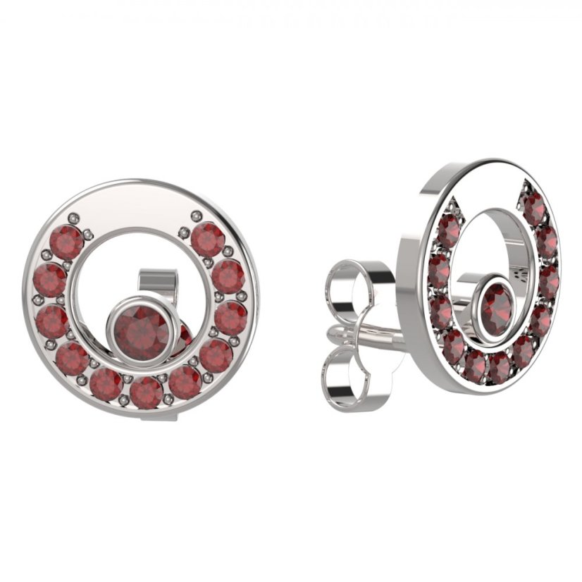 BG náušnice s granátem 1579 Stříbro 925 - rhodium Granát