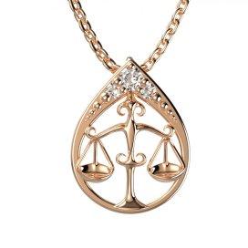 BG zlatý diamantový přívěšek Váhy 047 Růžové zlato 585 (30-90dní) Diamant lab-grown