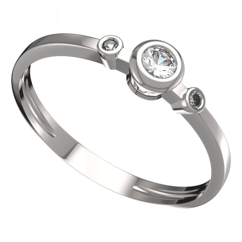 BG zlatý prstýnek 550 L Bílé zlato - 585 Diamant