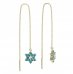BeKid, Gold kids earrings -090 - Switching on: Chain 9 cm, Metal: Yellow gold 585, Stone: Light blue cubic zircon