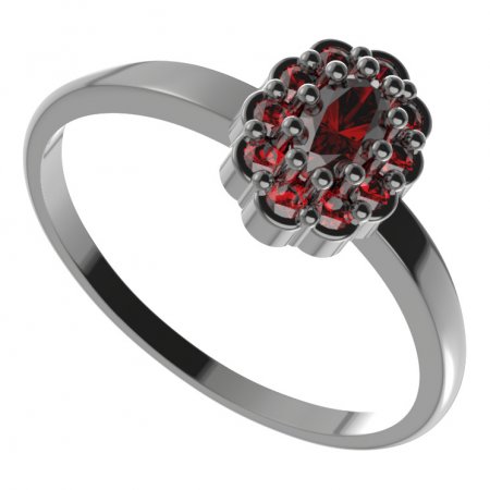 BG prsten oválný 455 - Kov: Stříbro 925 - rhodium, Kámen: Granát