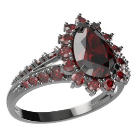 BG prsten s kapkovitým kamenem 505-G Stříbro 925 - ruthenium (30-90dní) Granát