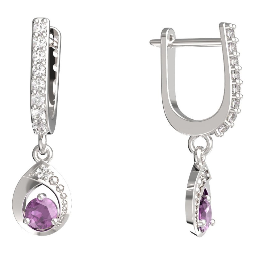 BeKid dětské náušnice 1242 Bílé zlato - 585 Růžový kubický zirkon