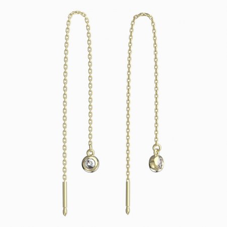 BeKid, Gold kids earrings -101 - Switching on: English, Metal: White gold 585, Stone: Green cubic zircon