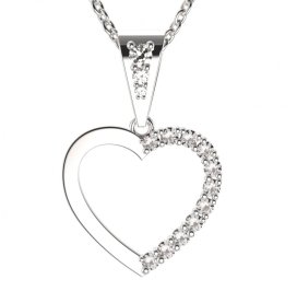 BG zlatý diamantový přívěšek srdíčko 1264 Bílé zlato - 585 Diamant lab-grown