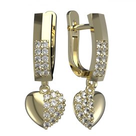 BG zlaté náušnice srdíčko 865 Žluté zlato - 585 Diamant