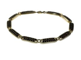 BG náramek vsazený přírodní granát  162 Stříbro 925 - pozlacené Granát