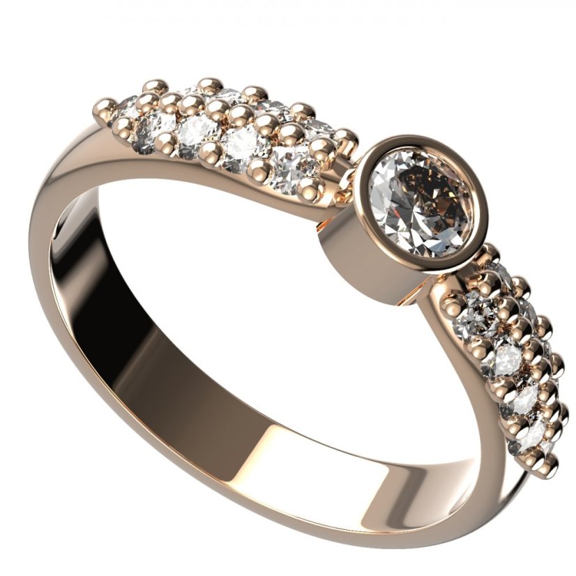 Zlatý prsten s lab-grown diamantem, růžové zlato 585 – 719