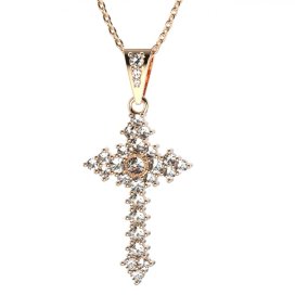BG zlatý diamantový přívěšek křížek 264 Růžové zlato 585 (30-90dní) Diamant lab-grown