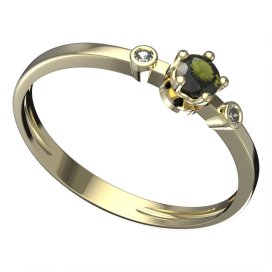 BG vltavínový prsten 873L Žluté zlato - 585 Vltavín a diamant
