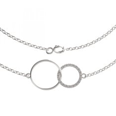 BG zlatý náhrdelník kruhy 1163 Bílé zlato - 585 Bílý kubický zirkon