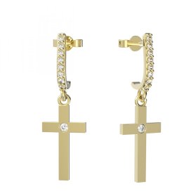 BG zlaté  náušnice křížek 1103 Žluté zlato - 585 Diamant