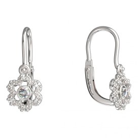 BeKid dětské náušnice šestilístek 854 Bílé zlato - 585 Diamant