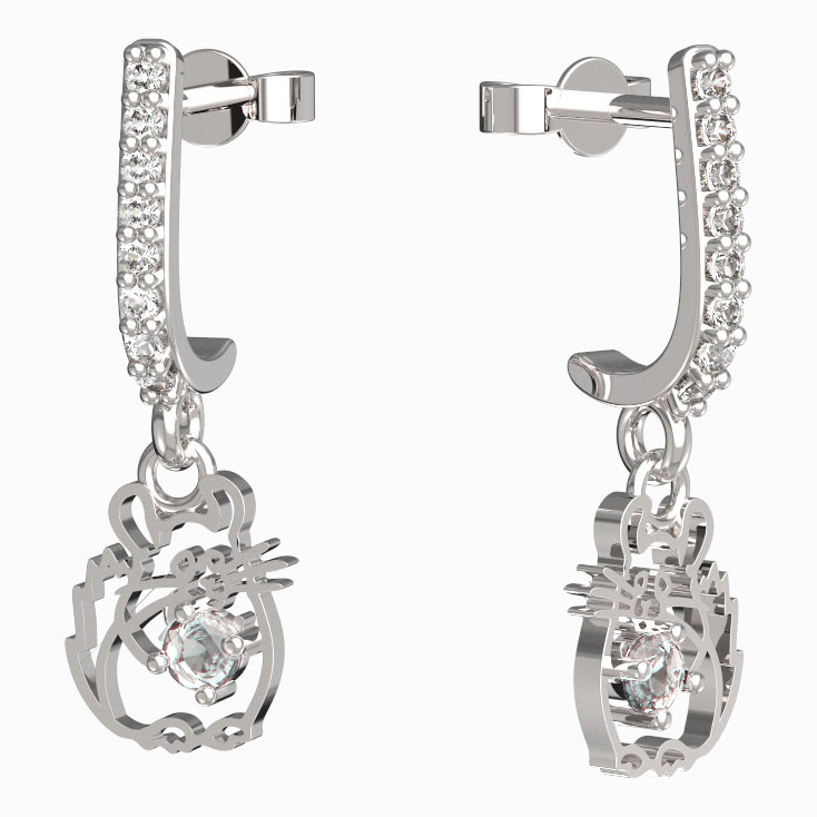 BeKid dětské náušnice činčila 1192 Bílé zlato - 585 Diamant
