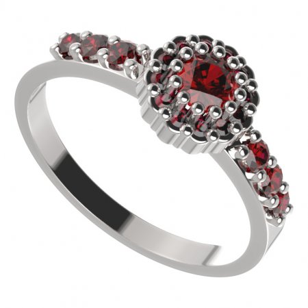 BG prsten 452-Z kulatého tvaru - Kov: Stříbro 925 - rhodium, Kámen: Granát