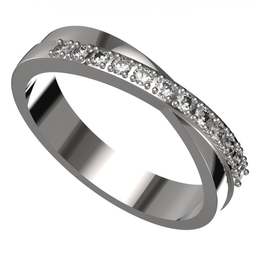 BG zlatý snubní prsten SN21 Bílé zlato - 585 Diamant