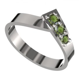 BG prsten broušený granát nebo vltavín   680 Bílé zlato - 585 Vltavín