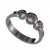 BG prsten přírodní broušený granát   739 - Kov: Stříbro 925 - rhodium, Kámen: Vltavín a  kubický zirkon